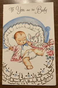 De Colección Años 60 Nuevo Bebé Recién Nacido Wecolme Bebé Tarjeta Dormir Bebé Conejo Cama Almohada P8b - Imagen 1 de 18