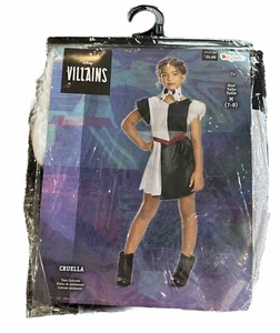 Girls Size M7-8 Disney Villains 101 Dalmatians Cruella Black/White Dress Costume - Picture 1 of 2