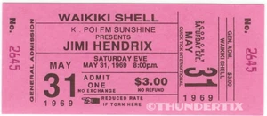 1 boleto completo Jimi Hendrix 1969 vintage sin usar Waikiki rosa reimpresión laminada - Imagen 1 de 1