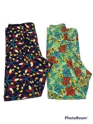 LuLaRoe Alto y Curvilíneo Lote De 2 Leggings Flores Foto 1 de 2