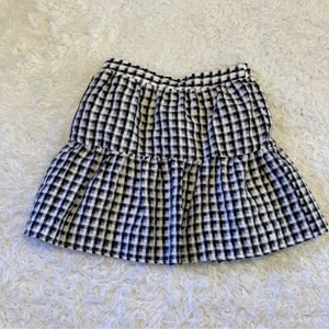 TopShop Womens Size 8 Black & White Check Flounce Mini Skirt Tiered Plaid - Picture 1 of 12