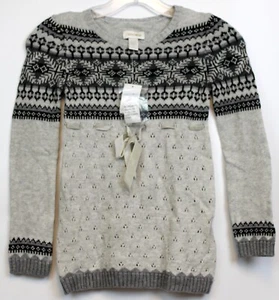 VTG Y2K Limited Too Arctic Nordic Grey Sweater sz 7 NWT Girls Bow Sparkle Winter - Picture 1 of 5