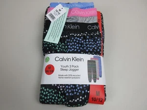 Calvin Klein Youth 3 Pack Sleep Jogger Size M 10/12 - Hearts, Pink, Purple (NWT) - Picture 1 of 7