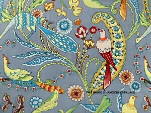 Indian Cotton Running Fabric Loose Craft Bird Peacock Floral Sewing Print 5 Yard