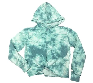 Abercrombie Kids Tie Dye Knot Teal Hooded Crop Sweatshirt 11/12 11 12 Pullover - Picture 1 of 8