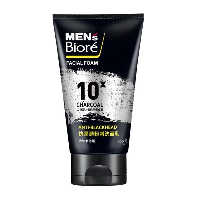 [MEN'S BIORE] ANTI-BLACKHEAD Charcoal Double Scrub Facial Foam Wash 100ml NEW - Image 1 of 1