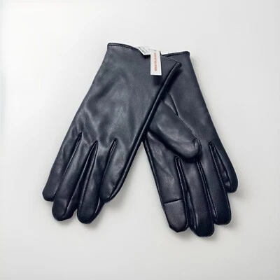 Guantes pequeños de invierno negros de cuero sintético para mujer - Capaces de pantalla táctil - Nuevos Foto 1 de 4