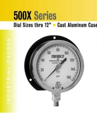 Industrial Pressure Gauge 6" Dial Trerice 0-60 psi Lower Connection 1/4" NPT - Image 1 of 2