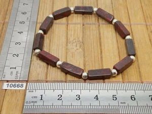 Bracelet en JASPE SANG DE DRAGON (Bloodstone) naturelle 19 cm élastique strech - Picture 1 of 1