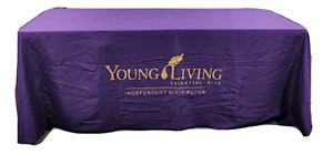 Young Living Tablecloth 90X132 Purple Gold Letters Vendor Event 100% polyester