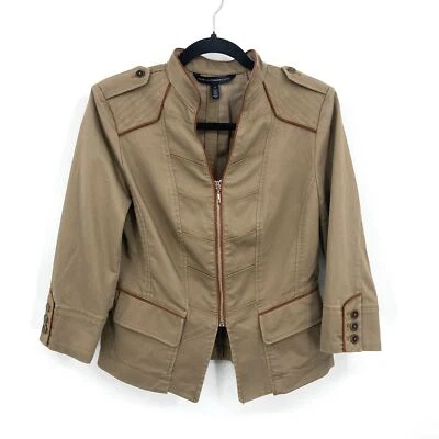 Chaqueta WHITE HOUSE BLACK MARKET Oliva Militar Hombrera Estilo Cremallera Talla 4 Foto 1 de 4