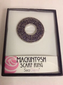 PURPLE Mackintosh Roses and Annulus Enamel Scarf Ring - Gift Boxed By SEA GEMS - Picture 1 of 5