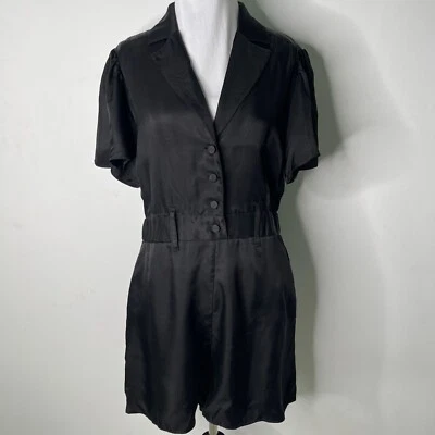 Cinq á Sept Women's Black Mini Button Down V-Neck Cupro Jumper Size Small - Image 1 of 4