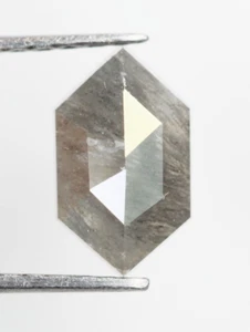 1.07 CT Naturel Déguisement Hexagone Forme Diamant Gris Seul Pour Bague Mariage - Picture 1 of 15