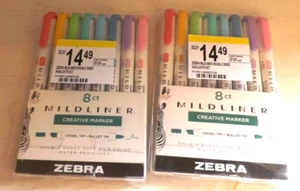 (2) Zebra Pen Mildliner Double Ended Highlighter Sets, Assorted Colours,8 Packs - Picture 1 of 2