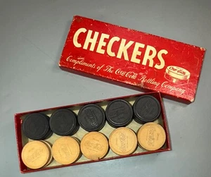 Vintage 1940'S Coca Cola Wooden Checkers Complete Set in Original Box - Picture 1 of 11