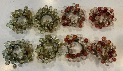 4 servilletas navideñas con cuentas de vidrio rojo ámbar + 4 bayas hechas a mano Foto 1 de 4