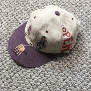Vintage Western Hat Team Roper Cap Strap Back Tan Embroidered Rodeo One Size - Picture 1 of 8