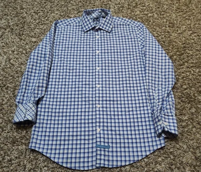 English Laundry Shirt Mens Medium Blue Plaid Flip Cuff Long Sleeve Button Up - image 1 of 4