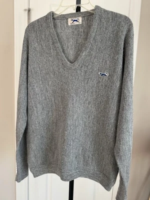 "Suéter vintage años 70 The Fox Collection azul cuello en V talla M 22,5""x26""" Foto 1 de 4