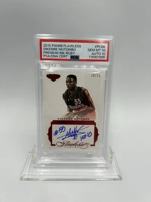 2015 Panini Flawless Dikembe Mutombo Premium Ink Ruby Auto #10/15 - Image 1 of 2