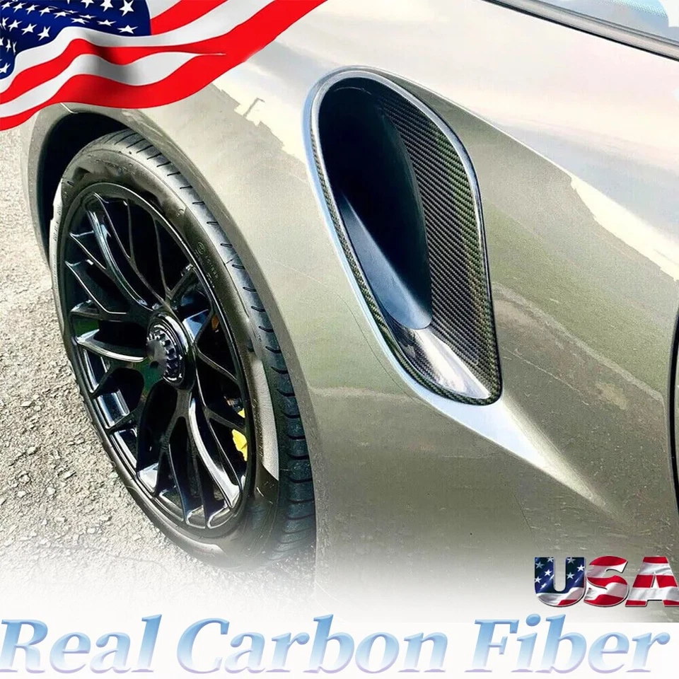 Cubierta de ventilación de guardabarros de aire lateral 100 % carbono real apta para Porsche 911 991 Turbo S 14-16 Foto 1 de 4
