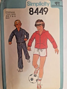 Simplicity 8449 Pants Shorts Sweatsuit Hoodie Sewing Pattern Boys 7 8 VTG Cut - Picture 1 of 4