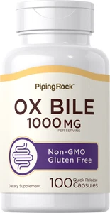 Ox Bile Supplement 500mg | 100 Capsules | Non-GMO, Gluten Free | By Piping Rock - Picture 1 of 7