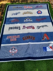 Pottery Barn Quilt National League Official MLB Merchandise Twin Size Baseball - Picture 1 of 11