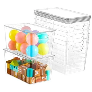Clear Storage Bins with Lids, 7 Quart Stackable Storage Boxes 6 Pack With Lids - Picture 1 of 7