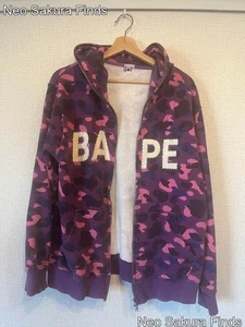 Sudadera con Capucha Bape OG Swarovski Spellout Camuflada Púrpura De Colección Era Nigo - Imagen 1 de 3