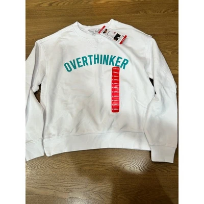 Wildfox Overthinker White Graphic Sweatshirt XS Oversized Casual - Image 1 of 3