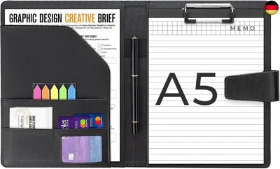 BESUCHE DEN AGOER-STORE Agoer Schreibmappe A5 Klemmbrettmappe, Leder Konferenzmappe DIN-A5 mit