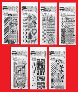 Tim Holtz Stampers Anonymous CHRISTMAS Stamps & Stencil Set Santa Snowman Winter
