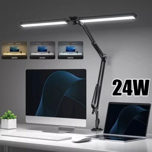 LED Schreibtischlampe Doppelkopf ,Tischlampe Dimmbar Leselampe Büroleuchte Lampe - Bild 1 von 17