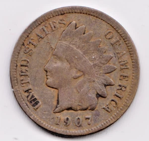 1907 INDIAN HEAD CENT in FINE condition :~ PLEASE SEE THE SCAN stk B - Picture 1 of 5