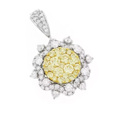 Flower Design Lab-Created Yellow & White Diamonds Luxury Women's Pendant - Image 1 of 4