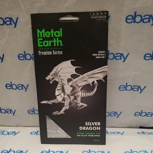 Metal Earth Iconx Silver Dragon Fascinations Laser Cut 3D # ICX023 Neu - Bild 1 von 5