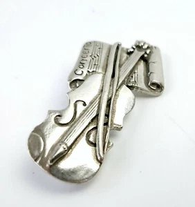 Möwe Kanada Zinn Violine Konzert ovale Anstecknadel Brosche von Etain Zinn Vintage 1992 - Bild 1 von 5