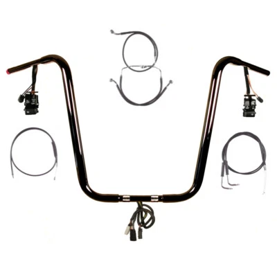 1 1/4" BBlack 18" Prewired Handlebar Kit 1996-2006 Harley Road King No Cruise - Image 1 of 2