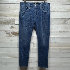 7 For All Mankind Jeans Mens 34x32 The Straight Blue Denim Stretch Pockets - Picture 1 of 12