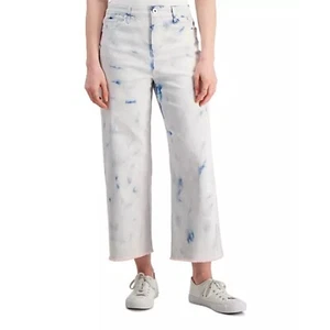 Style & Co Wide Leg Crop Jeans in Bleach Dye Wash - Picture 1 of 8