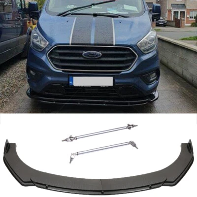 Carbon Fiber Look Front Lip Spoiler Splitter+Strut Rods For Ford Transit Connect - Image 1 of 4