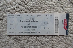 INDIANS VS REDS 6/23/2006 FULL TICKET ~ AARON HARANG (2ND CAREER SHUTOUT) - Picture 1 of 1