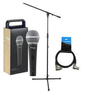 Stagg SDM50 Metal Heavy Duty Dynamic Handheld Microphone inc Stand & XLR Lead - Picture 1 of 3