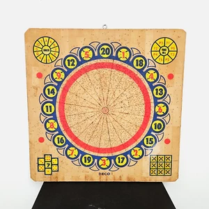 Vintage Deco American Dart Board Baseball / Dartball Legno Legno Made in USA - Foto 1 di 12