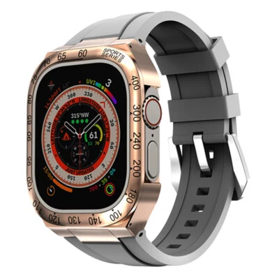 Correa de reloj con bisel de metal de acero inoxidable para Apple Watch Band Ultra 3/2 49 mm Foto 1 de 4