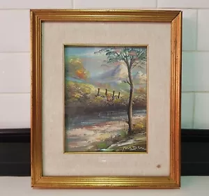 Dipinto olio su tavola paesaggio Impasto impressionista originale d'epoca firmato - Foto 1 di 8