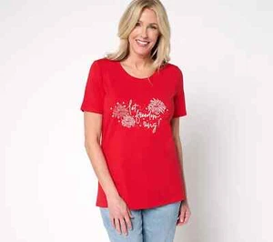 Denim Co Americana Frte Jrsy Shrt Slv Cuello Redondo Top-Let Freedom Rin-2X-A690396 - Imagen 1 de 2