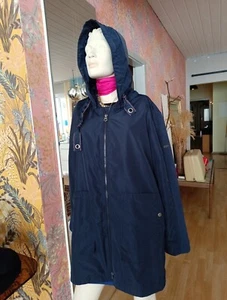 Leichte CECIL Outdoorjacke blau Kapuze kombinierte Stoffe Schlitz 42 44 Mantel - Bild 1 von 22